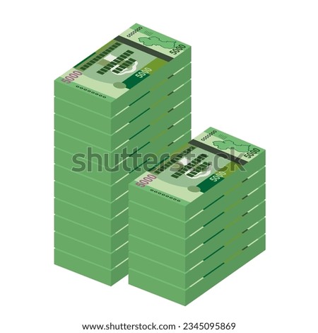 Guyana Dollar Vector Illustration. Guyanese money set bundle banknotes. Paper money 5000 GYD. Flat style. Isolated on white background. Simple minimal design.
