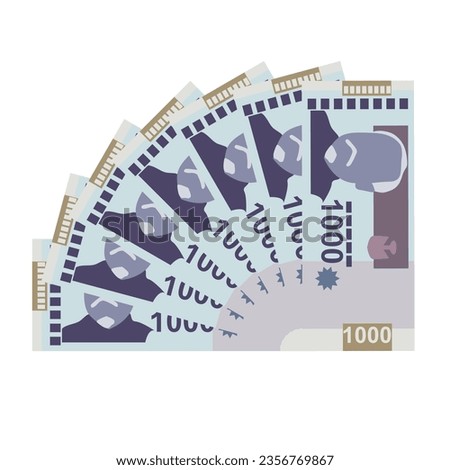 Haitian Gourde Vector Illustration. Haitian money set bundle banknotes. Paper money 1000 HTG. Flat style. Isolated on white background. Simple minimal design.