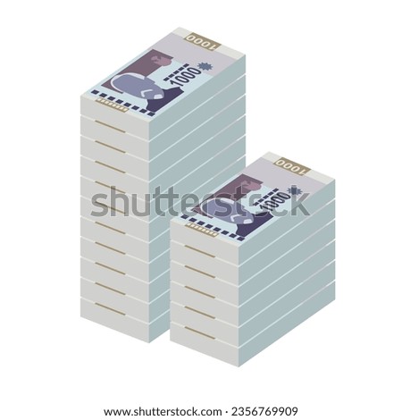 Haitian Gourde Vector Illustration. Haitian money set bundle banknotes. Paper money 1000 HTG. Flat style. Isolated on white background. Simple minimal design.