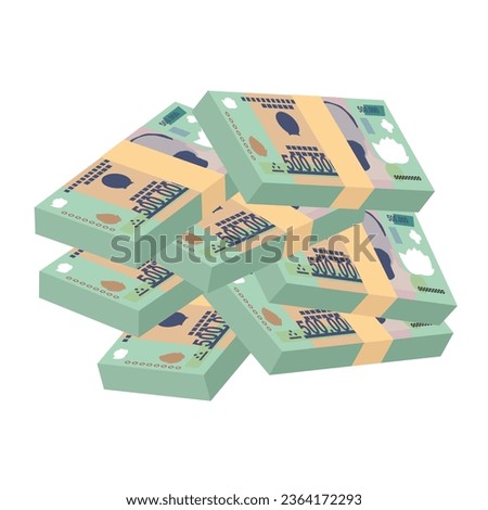 Vietnam Dong Vector Illustration. Vietnamese money set bundle banknotes. Paper money 500000 VND. Flat style. Isolated on white background. Simple minimal design.