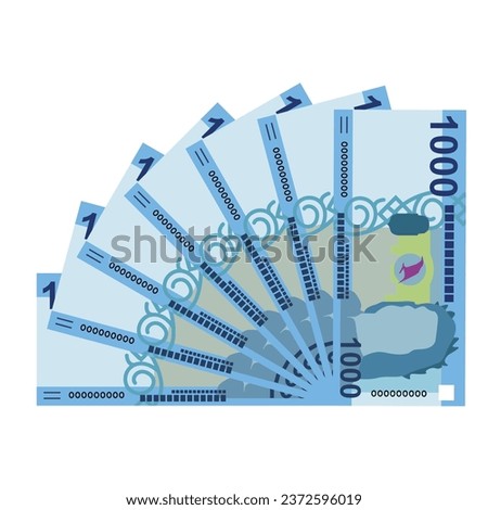 Hungarian Forint Vector Illustration. Hungary money set bundle banknotes. Money bag HUF. Flat style. Isolated on white background. Simple minimal design.