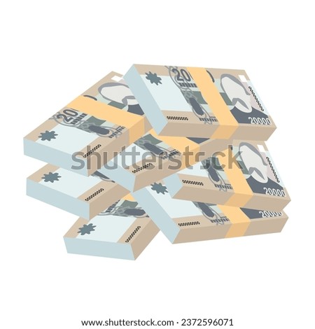 Hungarian Forint Vector Illustration. Hungary money set bundle banknotes. Paper money 20000 HUF. Flat style. Isolated on white background. Simple minimal design.
