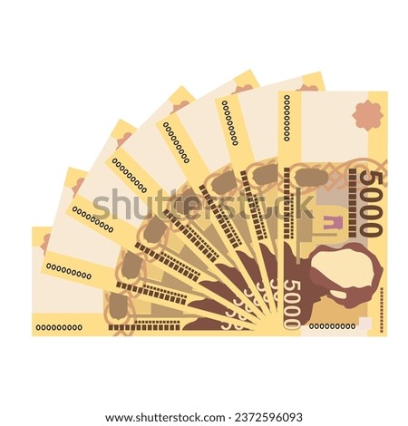 Hungarian Forint Vector Illustration. Hungary money set bundle banknotes. Paper money 5000 HUF. Flat style. Isolated on white background. Simple minimal design.