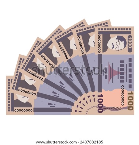 Bangladeshi Taka Vector Illustration. Bangladesh money set bundle banknotes. Paper money 1000 BDT. Flat style. Isolated on white background. Simple minimal design.