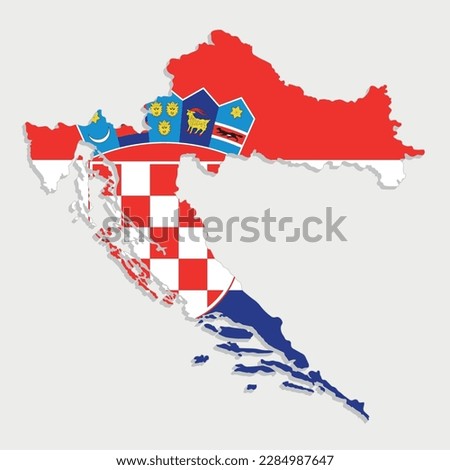 croatia map with flag on gray background