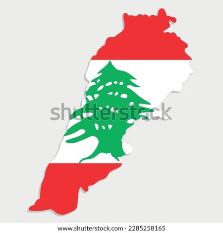 lebanon map with flag on gray background