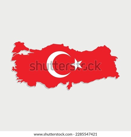 turkey map with flag on gray background