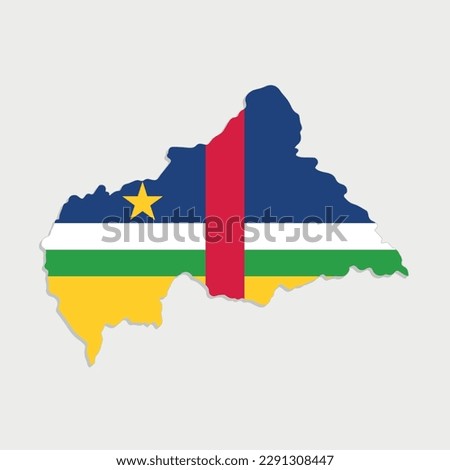 central african republic map with flag on gray background