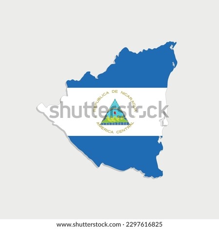 nicaragua map with flag on gray background