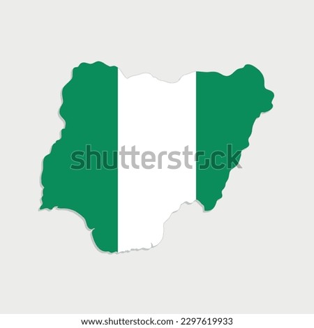 nigeria map with flag on gray background