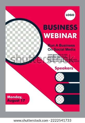 Business webinar vertical banner template design. Modern banner design with contrasting white pink background and shapes. Can be used for banners, covers, and headers.