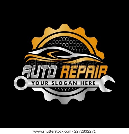 Car repair logo template. Car repairing vector design. service logo, badge, emblem, template. Perfect logo for the automotive and repair industry Automobile and gear logotype