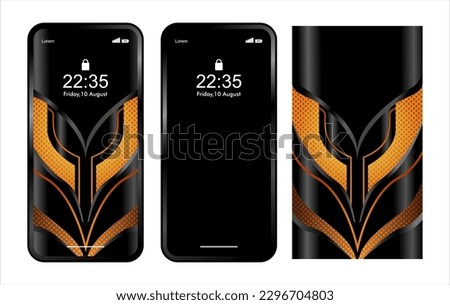 technology smart phone abstract wallpaper template, modern, futuristic. with three different vertical variation models suitable for elegant black and yellow gaming theme isolated on background
