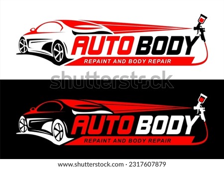 auto body shop logo template repair, repaint restoration. with simple modern style isolated on background horizontal logo