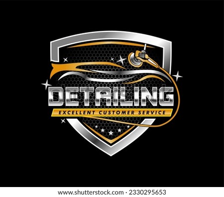 car detailing service logo emblem, sticker polisher car illustration vector graphic design template