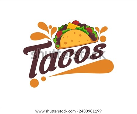 tacos logo template vector illustration emblem, sticker, label. traditional product design for shops, markets.vector illustration.