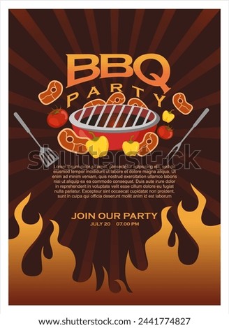barbecue grill posters. bbq party invitations for summer outdoor picnic. bbq time. illustration bbq picnic poster template.vertical poster
