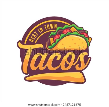 tacos vector logo template 
label sticker emblem for mexican food illustration Food truck business