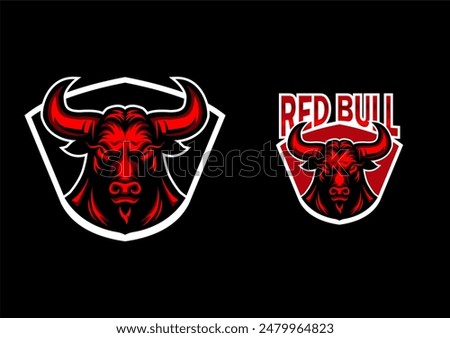 red bull head mascot vector logo emblem sticker badge angry face bull buffalo illustration on black background