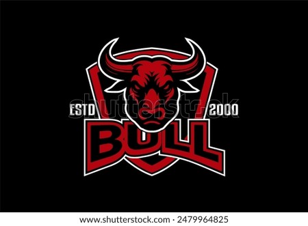 red bull head mascot vector logo emblem sticker badge angry face bull buffalo illustration on black background