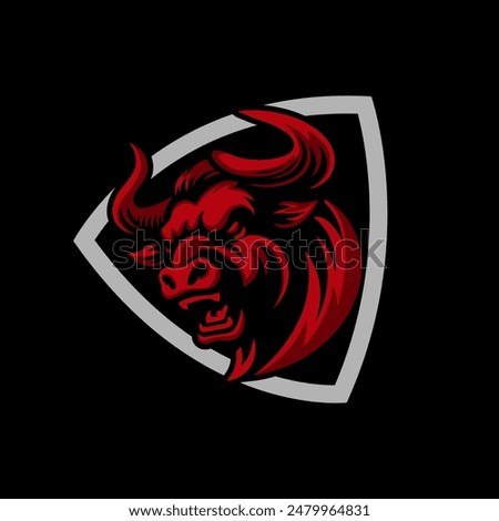 red bull head mascot vector logo emblem sticker badge angry face bull buffalo illustration on black background