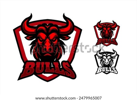 red bull head mascot vector logo emblem sticker badge angry face bull buffalo illustration on white background