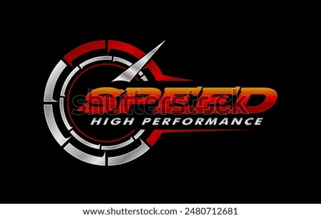 speedometer logo sticker design vector illustration isolated on black background