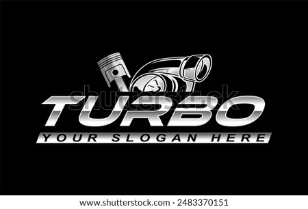 turbo diesel performance logo template emblem automotive on black background