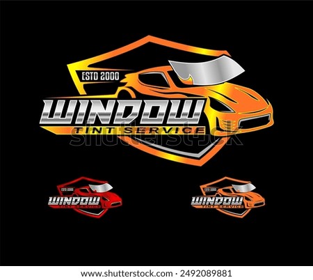 automotive car window tint logo design template modern vector isolated on black background