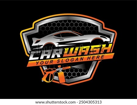 car wash auto detailing vector logo spa automotive automobile logo design template isolated on black background modern design