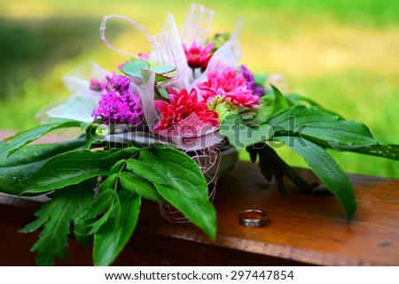 Detail of flower decoration from wedding day in summer time.