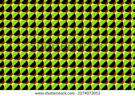 Black, green, yellow, and red semicircle mosaic grid vector background. Diagonal two half circle seamless pattern. Dot circles wallpaper design.