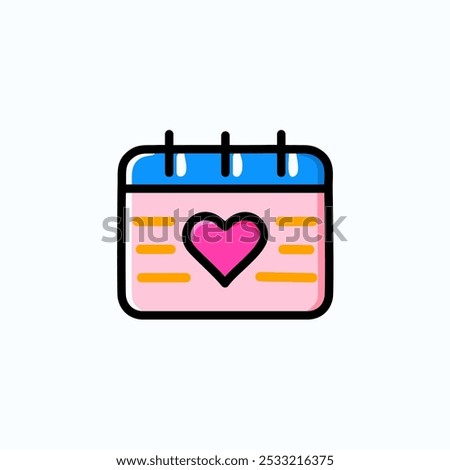 Love calendar icon in flat style. Vector illustration.