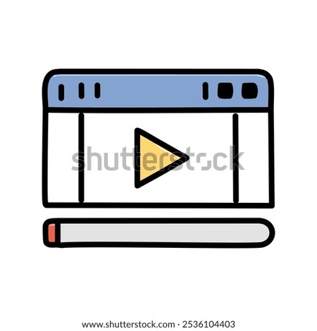 Media player template with play button vector illustration thick line and fill style icon