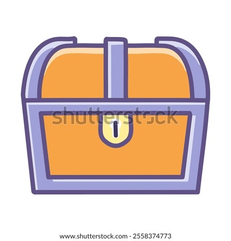 Treasure chest color icon. Cartoon illustration of treasure chest for web design