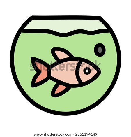 Fishbowl vector. Abstract fish swimming in aquarium icon.