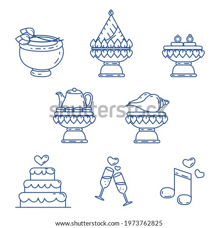 Thai wedding icon; wedding timeline ,wedding icon ,wedding card, monocrom 