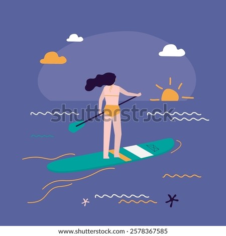 Similar – Image, Stock Photo Ladies standing in sea near sandy coast