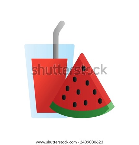 Watermelon juice icon vector in gradient fill style with high vector quality suitable for ui and spring season