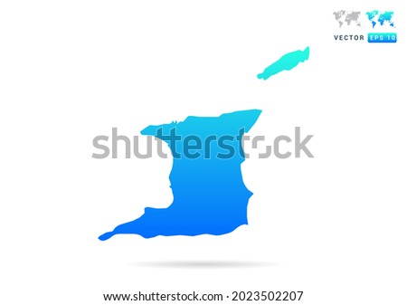 Abstract gradient blue with Trinidad and Tobago map on white background vector.