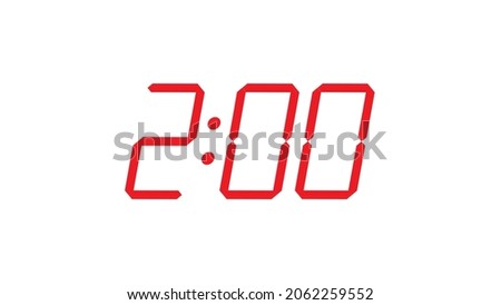 2:00 o'clock , two am - pm  Editable digital clock closeup display vector eps 10