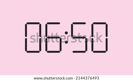 Digital clock close up displaying 6:50 o'clock, am or pm, simple flat black icon vector eps 10