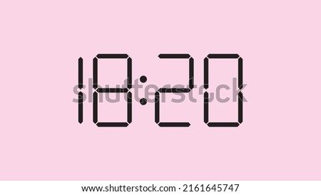 Digital clock close up displaying 18:20 o'clock, simple flat black icon vector eps 10