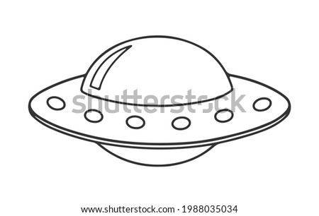 UFO Outline Icon. UFO Line Art Logo. Vector Illustration. Isolated on White Background. Editable Stroke