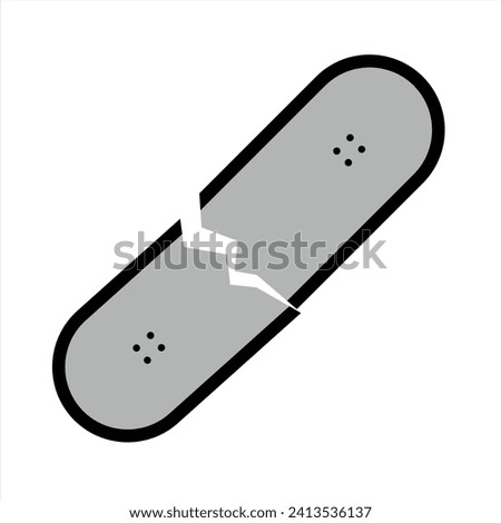 Broken skateboard simple and flat design illustration 