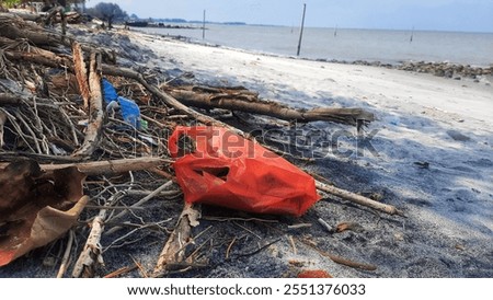 Similar – Image, Stock Photo Plastic waste in branches of a bare tree in front of a glass facade