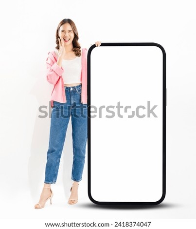 Similar – Image, Stock Photo Young woman standing near sea