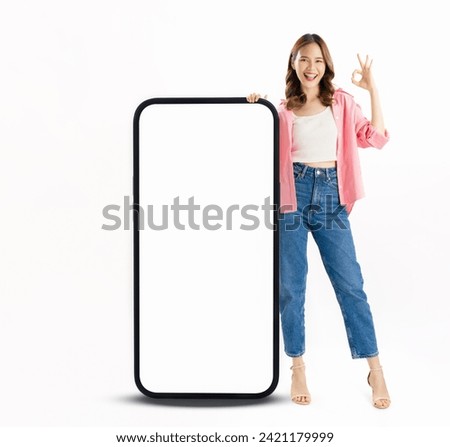 Similar – Image, Stock Photo Young woman standing near sea