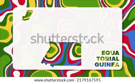 Equatorial Guinea Map with Paper Cut Waves Background Shape perfect for Greeting Card, Desktop Wallpaper, and Banner