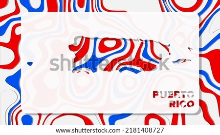 Puerto Rico Map with Paper Cut Waves Background Shape perfect for Greeting Card, Desktop Wallpaper, and Banner